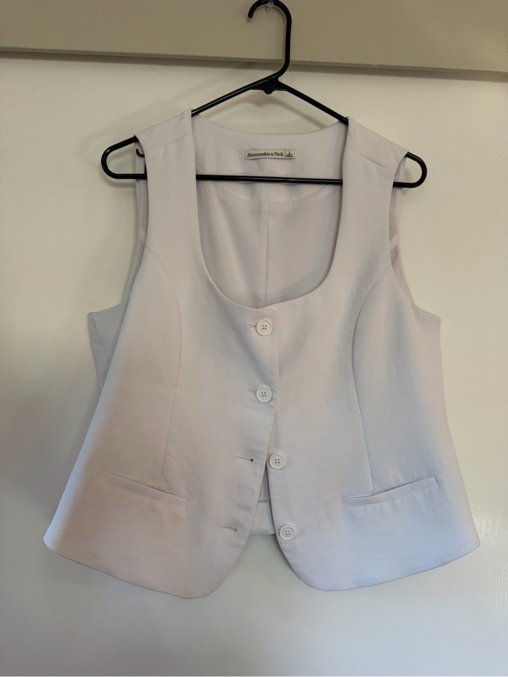 Abercrombie & Fitch White Women's Button-Front Vest